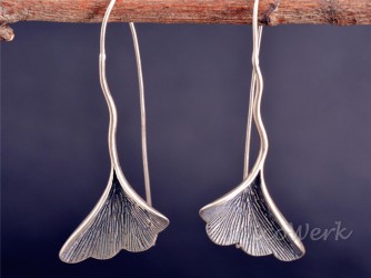 Silber Ohrringe Ginkgoblatt 