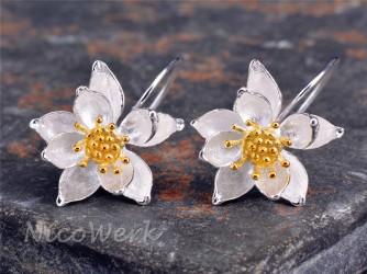 Silber Ohrringe Lotus 