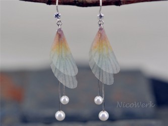 Silber Ohrringe Wasserjungfer Flügel 