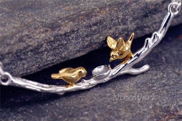 Silberkette mit Anhänger Vogel 