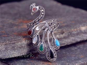 Silberring Pfau 