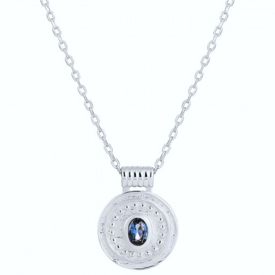Halskette Damen Silber 925 – Silberkette Damen mit Anhänger mit Stein, Kette für Frauen 