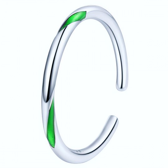 Ring Silber 925 Damen - Verstellbarer Silberring Damen 925 Silber mit grüner Emaille 
